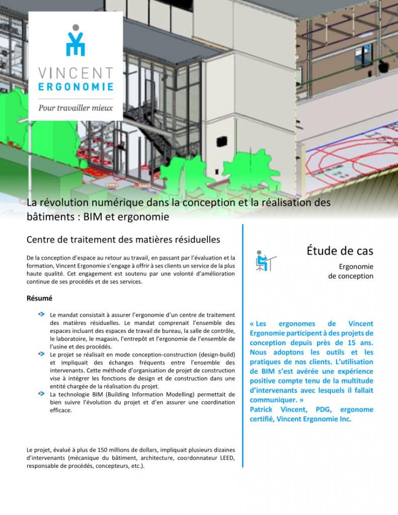 Usine de biométhanisation : intégrer l’ergonomie dans un projet de conception-construction utilisant la technologie BIM 1 edec conception BIM ergonomie
