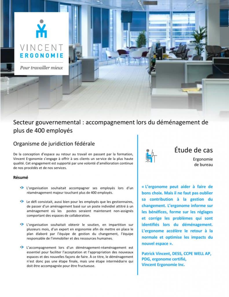 Secteur gouvernemental : accompagnement lors du déménagement de plus de 400 employés 1 edec demenagement spac