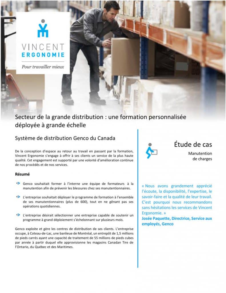 Centre de distribution : un programme de formation à la manutention manuelle personnalisée déployée pour plus de 600 employés 1 edec manutention Genco