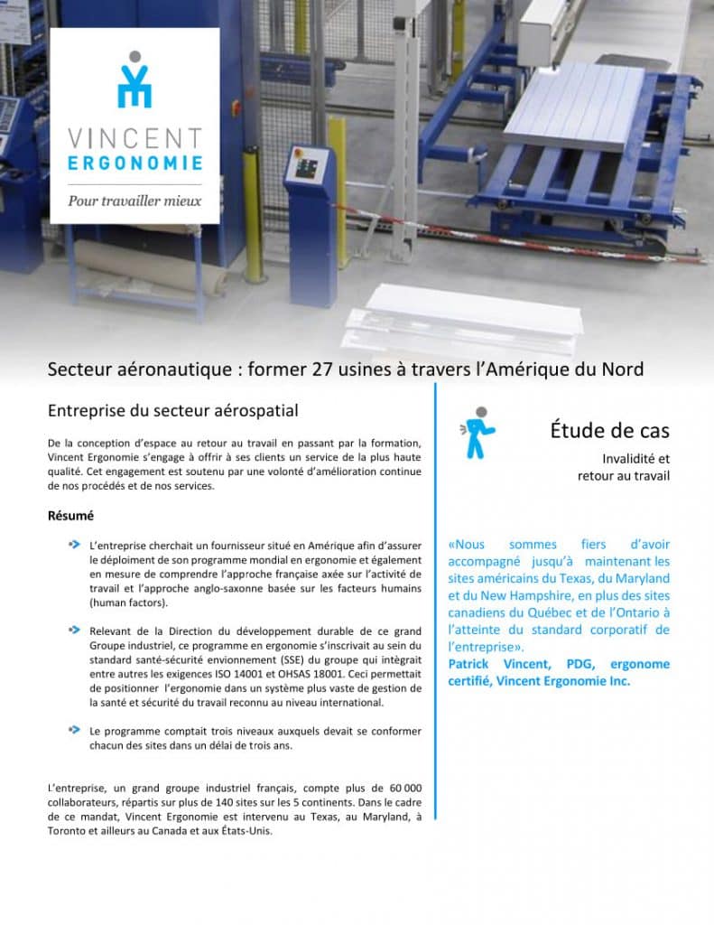 Secteur aéronautique : former 27 usines en ergonomie à travers l’Amérique du Nord 1 edec aeronautique