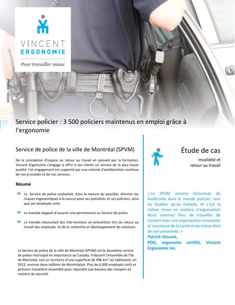 Ergonomie au ceinturon policier : 3500 policiers et policières maintenus en emploi grâce à l’ergonomie 1 edec invalidite SPVM