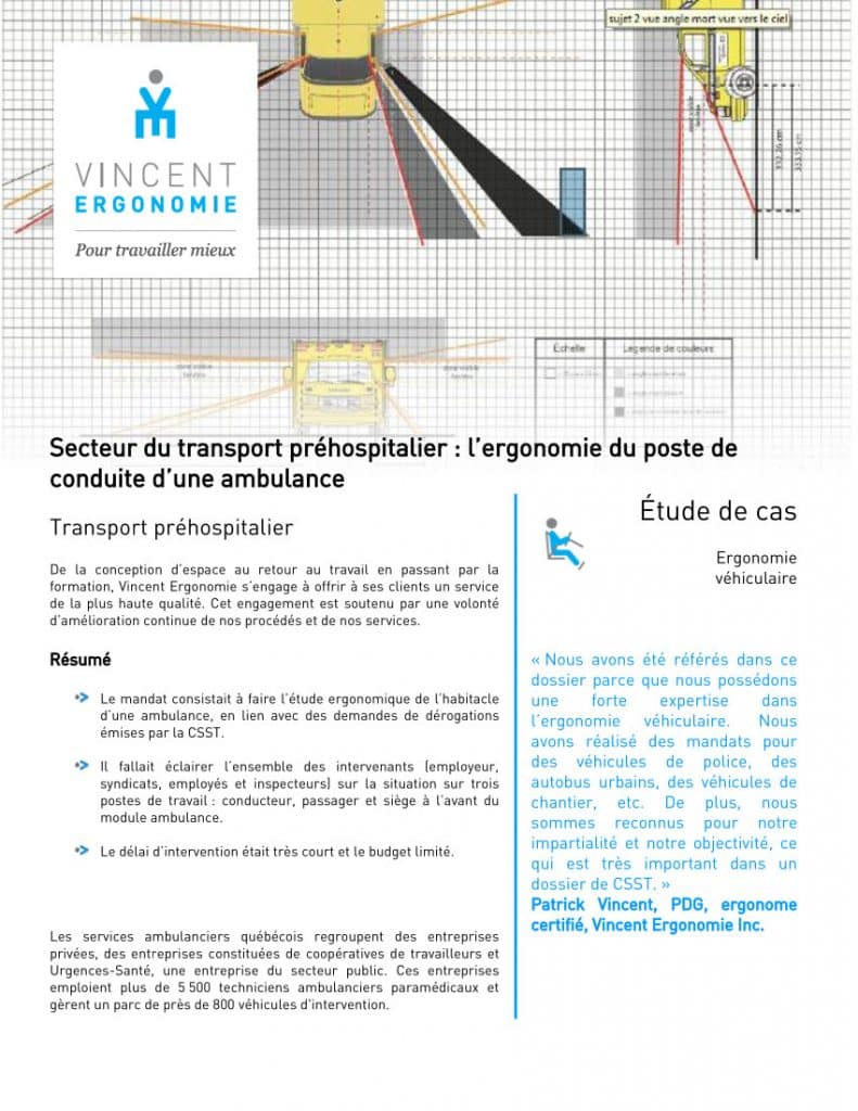 Avis de correction de la CNESST: l'ergonomie du poste de conduite d'une ambulance 1 edec vehicule ambulance
