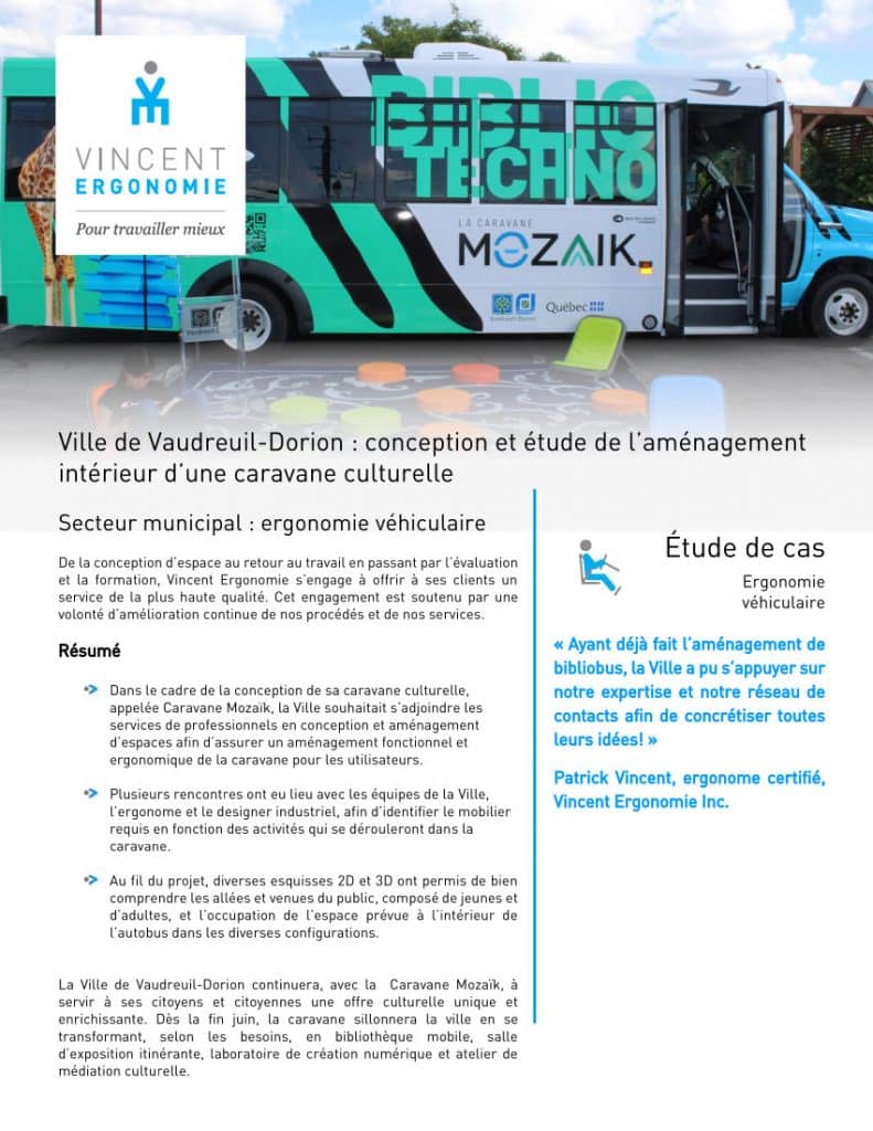 Ville de Vaudreuil-Dorion : conception et étude ergonomique de l’aménagement intérieur d’une caravane culturelle 1 etude de cas vehicule caravane Mozaik